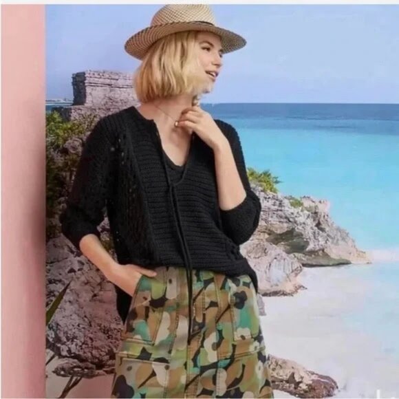 CAbi 6411 Beachcomber Black Knit Sweater L - Picture 7 of 10